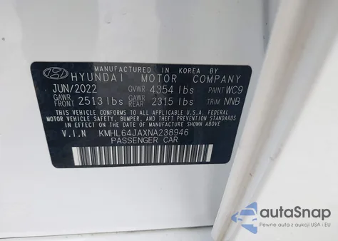 2022 Hyundai Sonata Sel z USA, uszkodzony, nr VIN KMHL64JAXNA238946